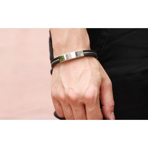 ESCLAVA ACERO Y CAUCHO PARA HOMBRE