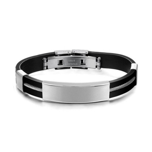 ESCLAVA ACERO Y CAUCHO PARA HOMBRE