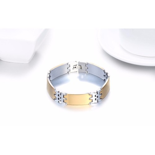 ESCLAVA CINCO CHAPAS EN ACERO Y ORO