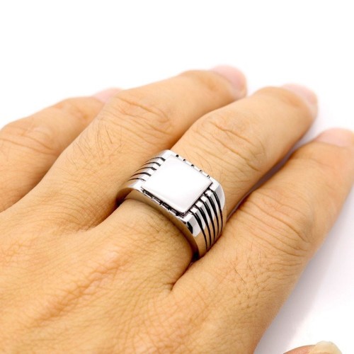 ANILLO SELLO PARA HOMBRE EN ACERO MACIZO