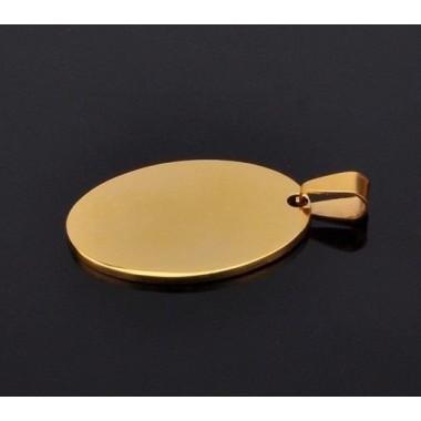 COLGANTE OVALADO ACERO Y ORO PARA GRABAR FOTO O TEXTO