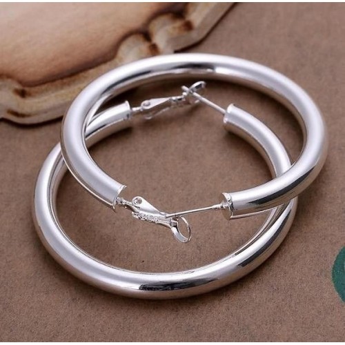 PENDIENTES AROS LISOS GRUESOS CON PLATA