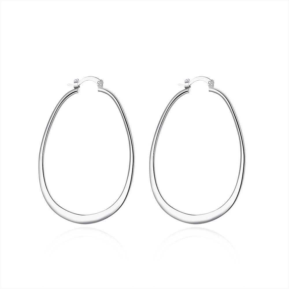 PENDIENTES AROS LISOS PLANOS OVALADOS CON PLATA