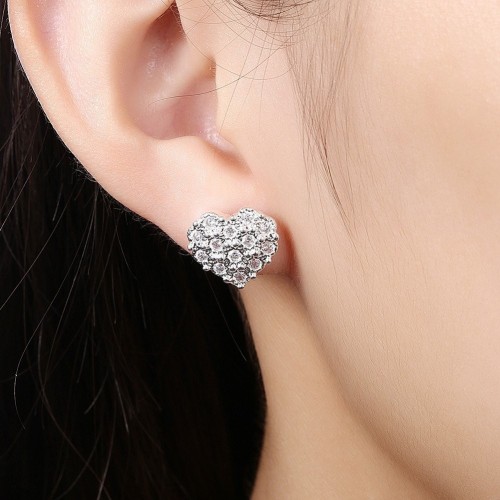 PENDIENTES CORAZÓN, CON CIRCONITA Y PLATA 925