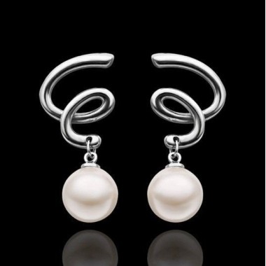 PENDIENTES ESPIRAL CON PERLA Y ORO 18 K
