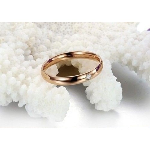 ALIANZA FINA ACERO Y ORO ROSA 18 K CON CIRCONITA