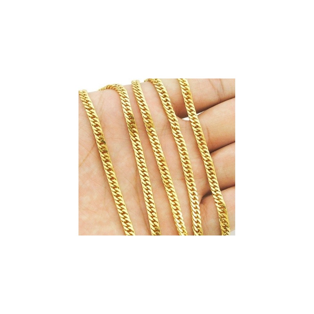 CADENA BARBADA ACERO Y ORO