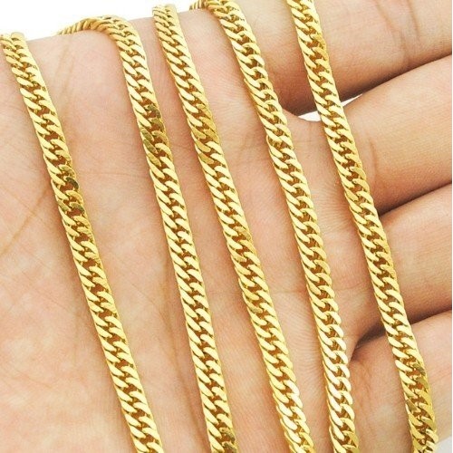 CADENA BARBADA ACERO Y ORO