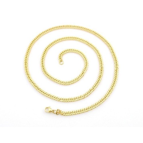 CADENA BARBADA ACERO Y ORO