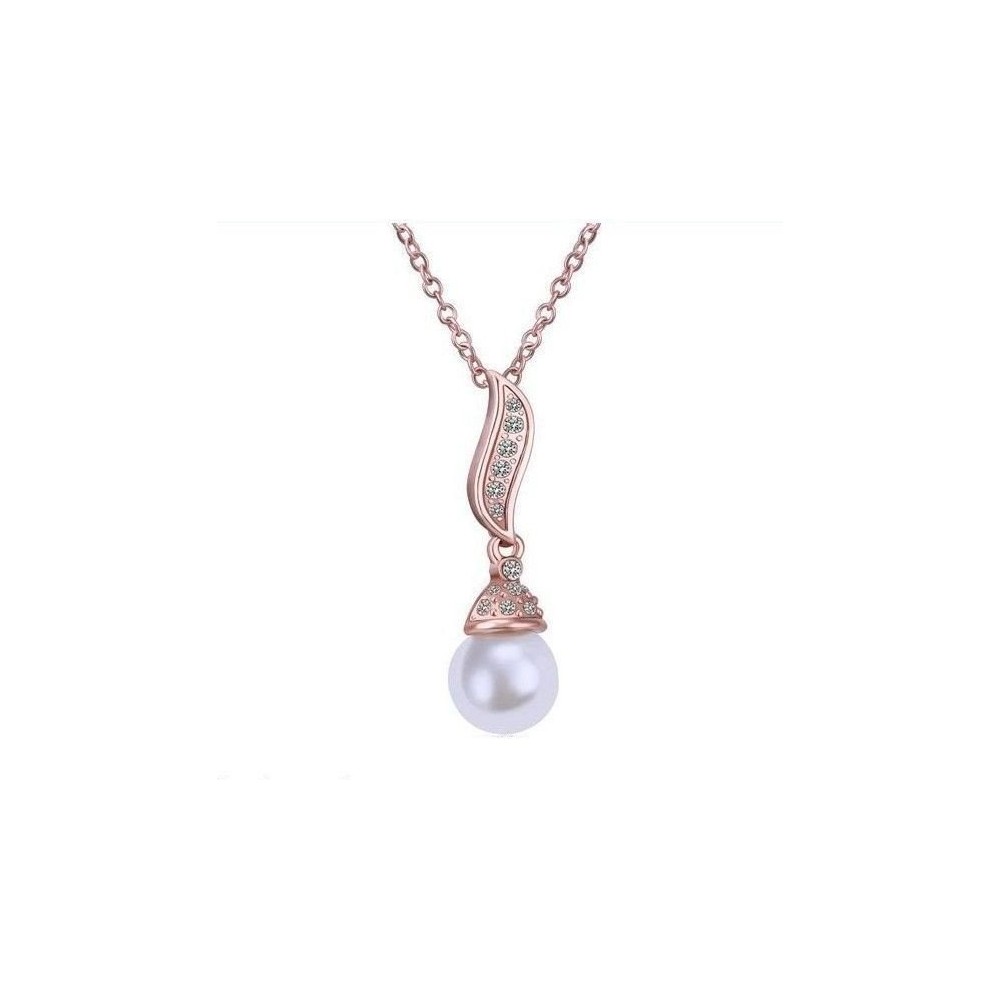 COLGANTE PERLA Y CIRCONITAS CON ORO ROSA 18 K