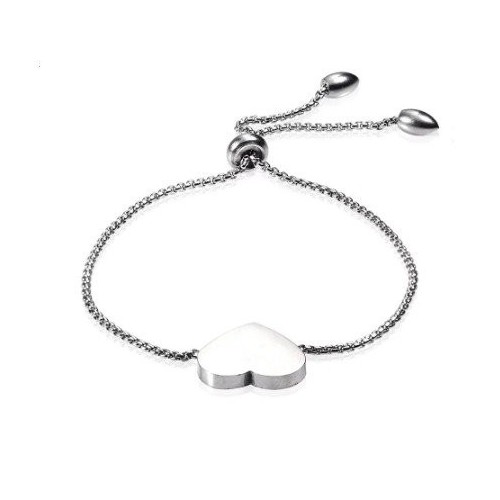 PULSERA ACERO CON CORAZÓN PARA GRABAR