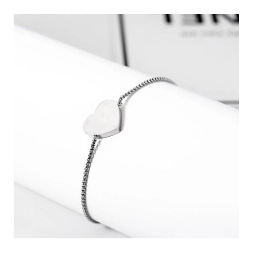 PULSERA ACERO CON CORAZÓN PARA GRABAR