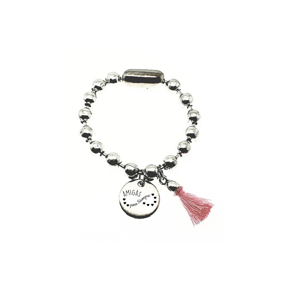 PULSERA BOLAS CON CHAPA PERSONALIZADA