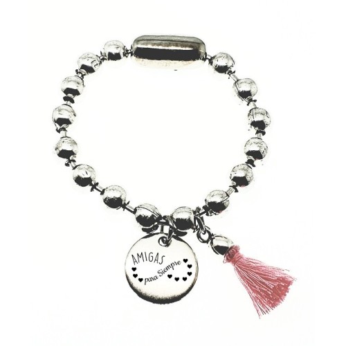 PULSERA BOLAS CON CHAPA PERSONALIZADA