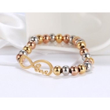 PULSERA INFINITO "LOVE" ACERO Y ORO