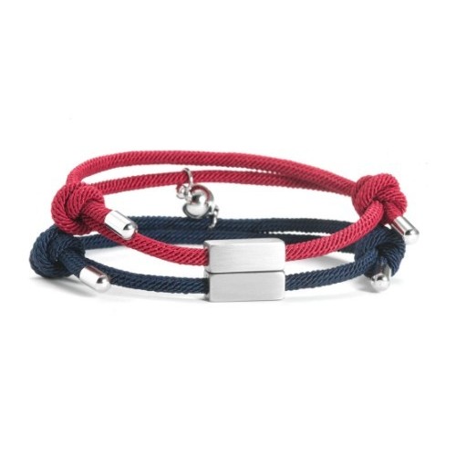 2 PULSERAS PARA PAREJAS CON IMÁN Y TUBO PERSONALIZADO, VARIOS COLORES