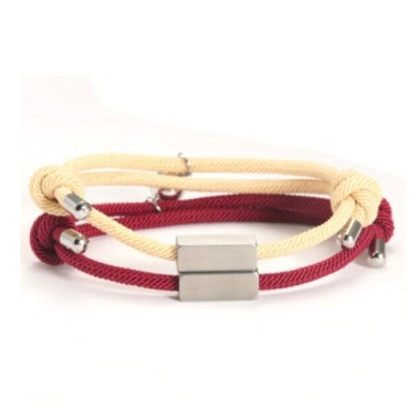 2 PULSERAS PARA PAREJAS CON IMÁN Y TUBO PERSONALIZADO, VARIOS COLORES