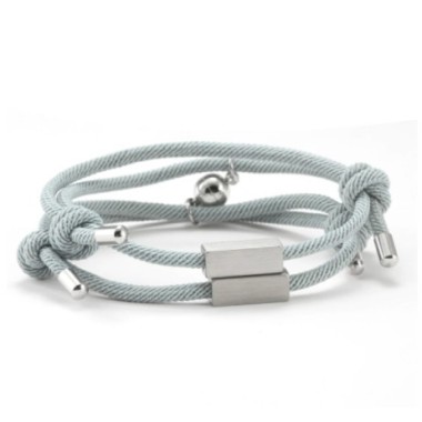 2 PULSERAS PARA PAREJAS CON IMÁN Y TUBO PERSONALIZADO, VARIOS COLORES