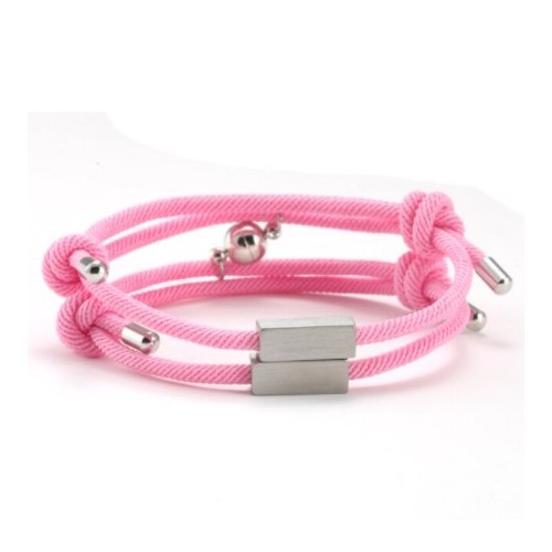 2 PULSERAS PARA PAREJAS CON IMÁN Y TUBO PERSONALIZADO, VARIOS COLORES