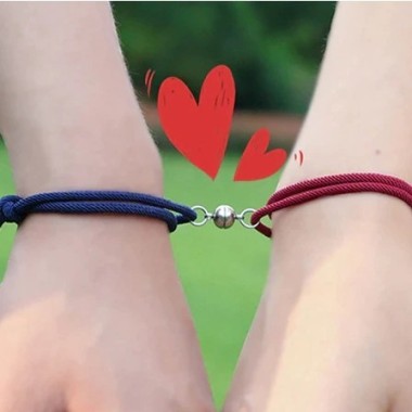 2 PULSERAS PARA PAREJAS CON IMÁN Y TUBO PERSONALIZADO, VARIOS COLORES