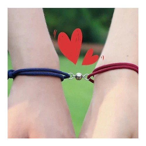 2 PULSERAS PARA PAREJAS CON IMÁN Y TUBO PERSONALIZADO, VARIOS COLORES