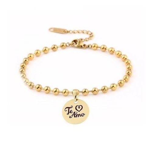 PULSERA BOLITAS CON CHAPITA PERSONALIZADA
