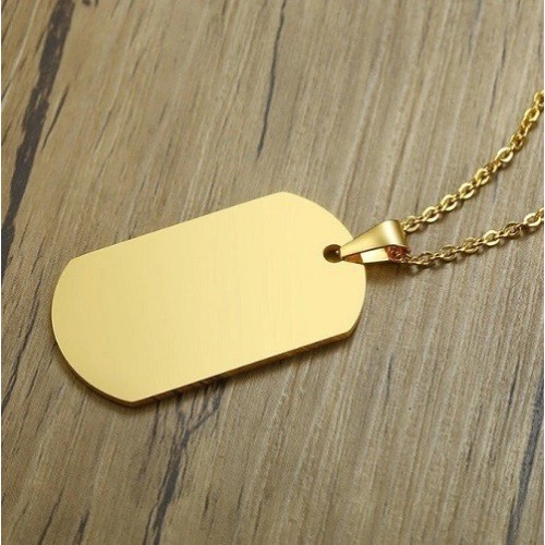 COLGANTE PLACA IDENTIFICACIÓN MILITAR ACERO Y ORO, PARA GRABAR FOTO O TEXTO