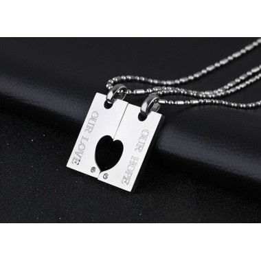 DÚO DE COLGANTES AMOR, IDEAL PAREJA, PARA ÉL Y PARA ELLA (ACERO)