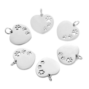 COLGANTE CORAZÓN HUELLAS MASCOTA, PARA GRABAR