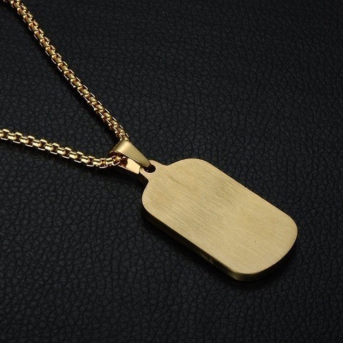 COLGANTE CHAPA "PADRENUESTRO", ACERO Y ORO