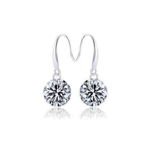 PENDIENTES SEMI LARGOS CON CIRCONITA EN PLATA S925