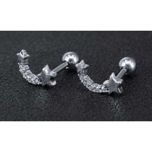 PENDIENTES ESTRELLAS CON CIRCONITAS, ACERO ANTIALÉRGICO