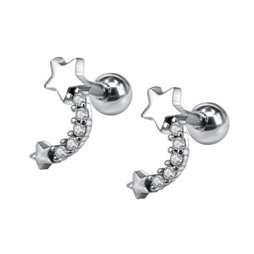 PENDIENTES ESTRELLAS CON CIRCONITAS, ACERO ANTIALÉRGICO