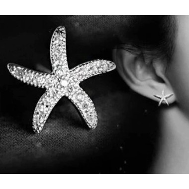 PENDIENTES ESTRELLA DE MAR CON ORO BLANCO 18 K