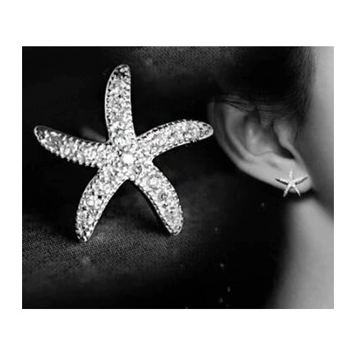 PENDIENTES ESTRELLA DE MAR CON ORO BLANCO 18 K