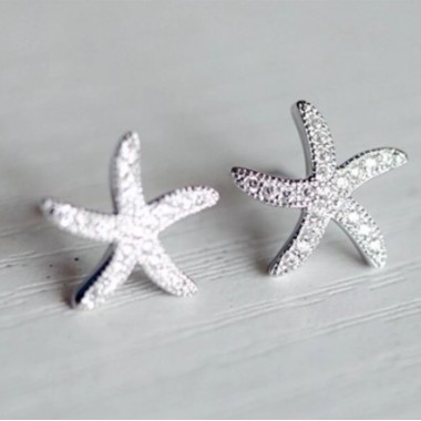 PENDIENTES ESTRELLA DE MAR CON ORO BLANCO 18 K