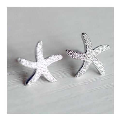 PENDIENTES ESTRELLA DE MAR CON ORO BLANCO 18 K