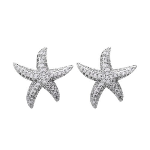 PENDIENTES ESTRELLA DE MAR CON ORO BLANCO 18 K