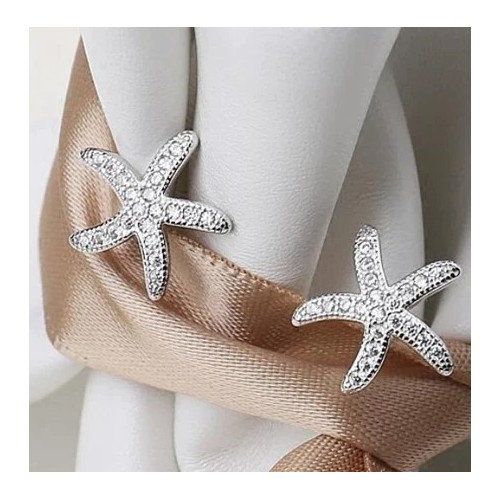 PENDIENTES ESTRELLA DE MAR CON ORO BLANCO 18 K
