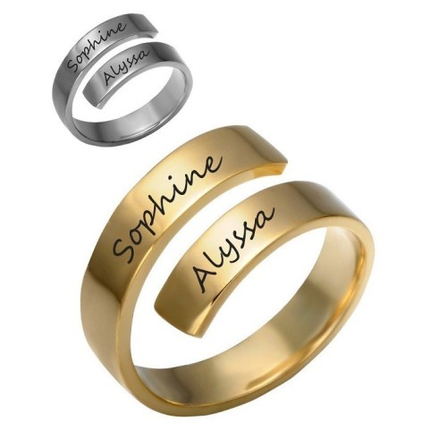 ANILLO PERSONALIZADO CON DOS NOMBRES, ACERO