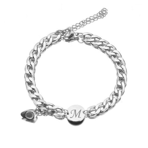 2 PULSERAS CON IMÁN CORAZÓN Y CHAPITA PERSONALIZADA PARA PAREJAS