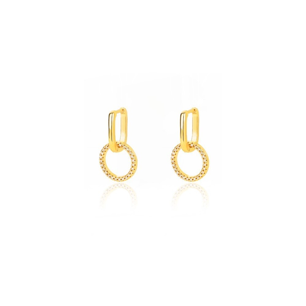 PENDIENTES RINGSTONES ACERO Y ORO WATERPROOF