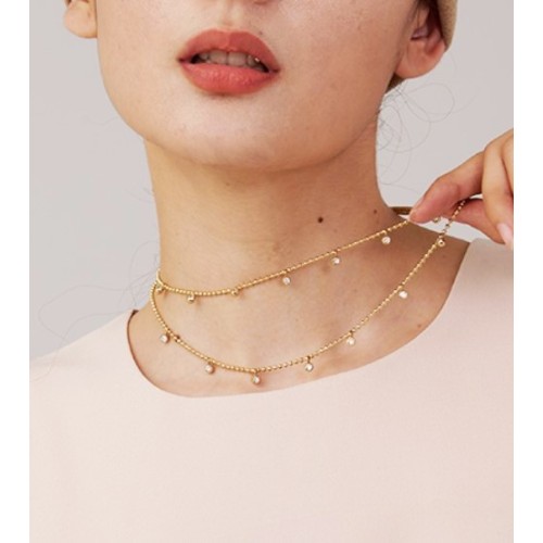 COLLAR GARGANTILLA DOUBLE DROPS, ACERO Y ORO WATERPROOF