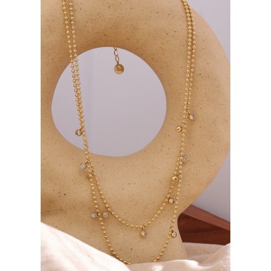 COLLAR GARGANTILLA DOUBLE DROPS, ACERO Y ORO WATERPROOF