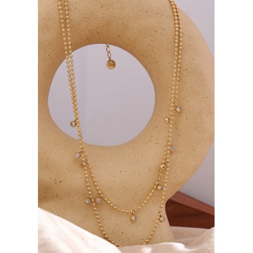 COLLAR GARGANTILLA DOUBLE DROPS, ACERO Y ORO WATERPROOF
