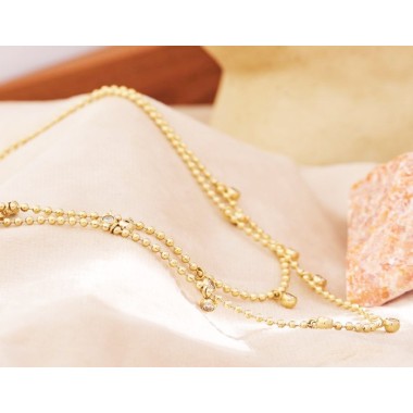 COLLAR GARGANTILLA DOUBLE DROPS, ACERO Y ORO WATERPROOF