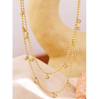 COLLAR GARGANTILLA DOUBLE DROPS, ACERO Y ORO WATERPROOF