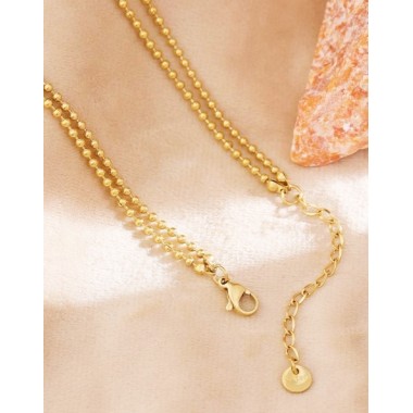 COLLAR GARGANTILLA DOUBLE DROPS, ACERO Y ORO WATERPROOF