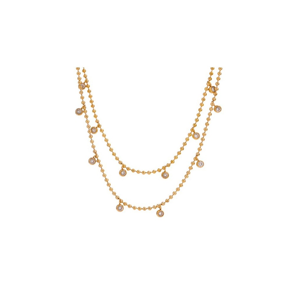 COLLAR GARGANTILLA DOUBLE DROPS, ACERO Y ORO WATERPROOF