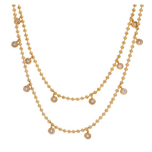 COLLAR GARGANTILLA DOUBLE DROPS, ACERO Y ORO WATERPROOF